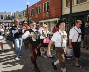 Asheville Octoberfest inaugaral parade and keg tap